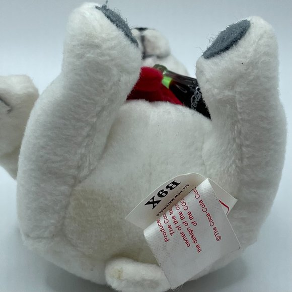 Coca Cola 3" Plush Stuffed Polar Bear Coke bottle in hand Scarf ornament - Picture 10 of 11